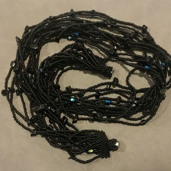 Vintage Black Onyx & Black Seed Bead Multi-Strand Necklace - Picture 5 of 15